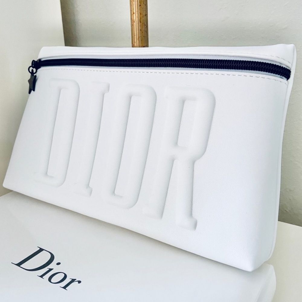 Christian Dior VIP White Clutch Pouch 3D Logo‎